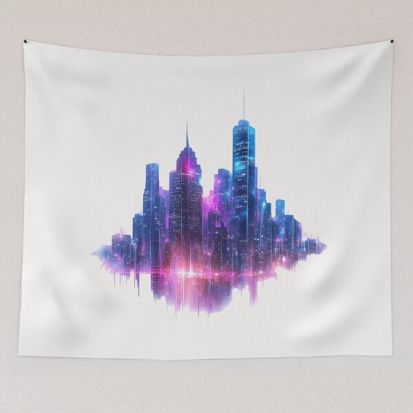 Item preview, Neon Cityscape Futuristic Glowing Skyline designed and sold by PixelReverb.