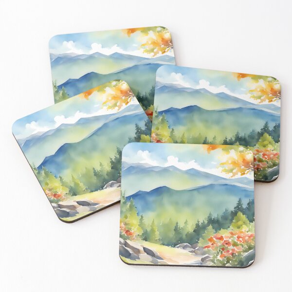 Item preview, Watercolor Mountain in Spring Bloom  designed and sold by CalmnessbyChoice.