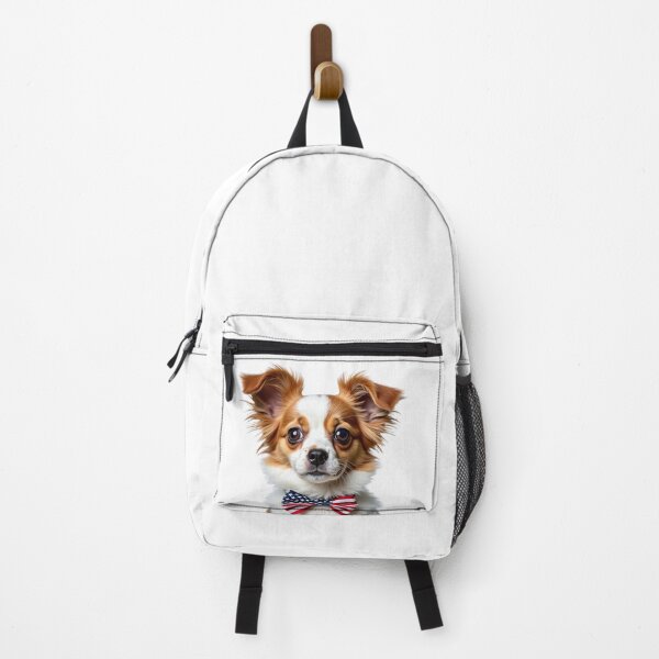 Item preview, Funny cool Papillon dog wearing a USA flag bow tie designed and sold by LazyOwlStore.