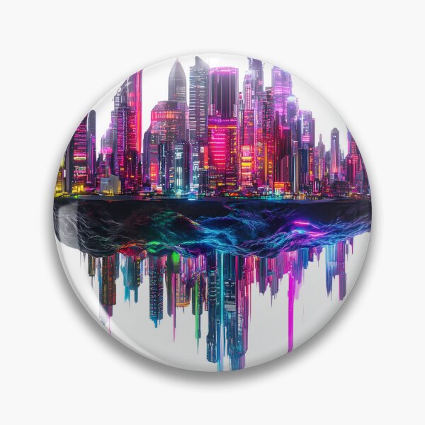 Item preview, Floating Neon Cityscape Futuristic Abstract Vision designed and sold by PixelReverb.
