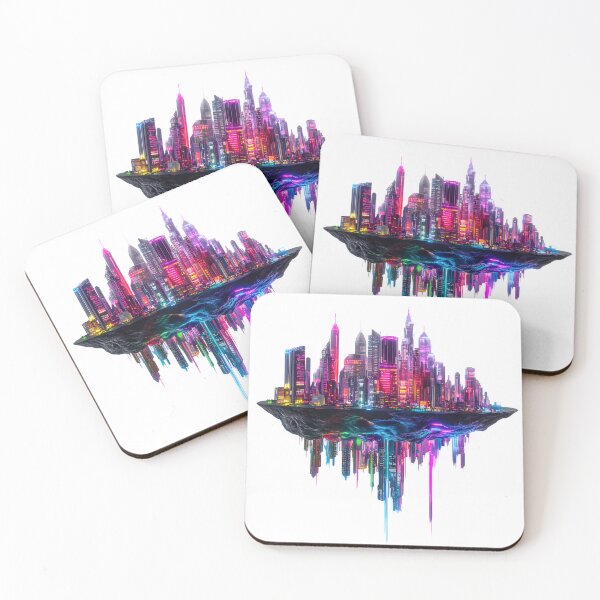 Item preview, Floating Neon Cityscape Futuristic Abstract Vision designed and sold by PixelReverb.