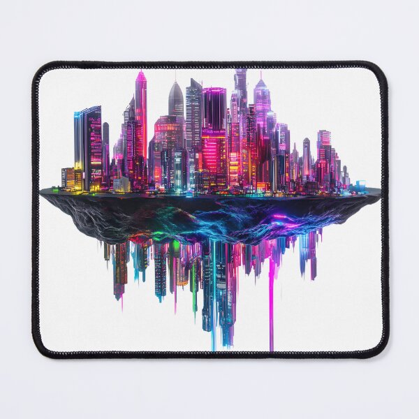 Item preview, Floating Neon Cityscape Futuristic Abstract Vision designed and sold by PixelReverb.