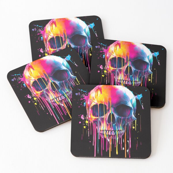 Item preview, Dripping Neon Skull Surreal Color Explosion designed and sold by PixelReverb.