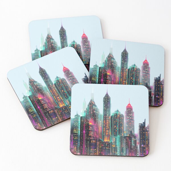 Item preview, Surreal Neon Cityscape Glowing Abstract Skyline designed and sold by PixelReverb.