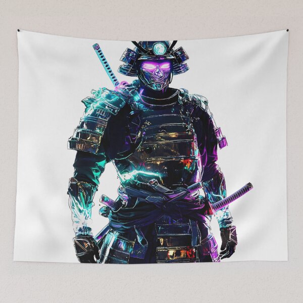 Item preview, Neon Samurai Futuristic Warrior in Glowing Armor designed and sold by PixelReverb.