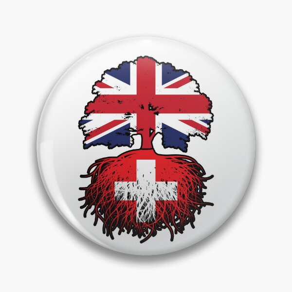 Artikelvorschau, Schweiz Schweizer Britisch UK Vereinigtes Königreich Großbritannien Baumwurzeln Flagge entworfen und verkauft von FlagX.