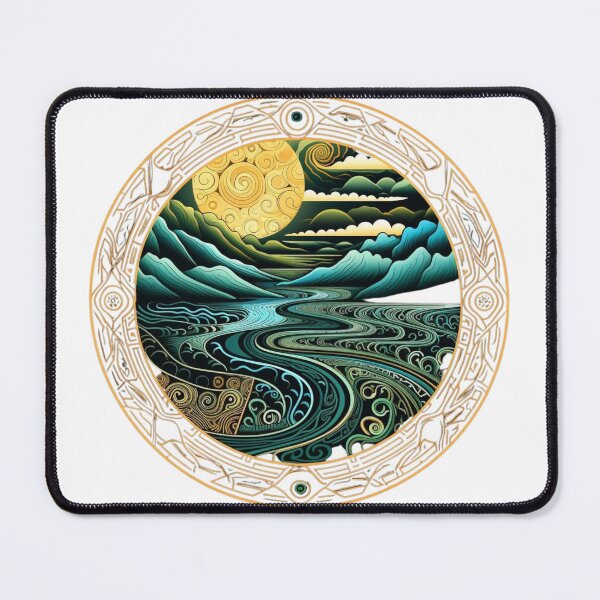 Item preview, Mystical Landscape: River, Mountains, and Sun Art designed and sold by CultDigHoriz.