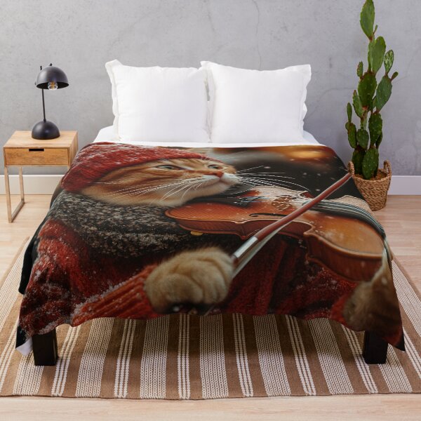 Item preview, Cute Cat Playing Violin in the Snow - Christmas Market designed and sold by pixal-shop.