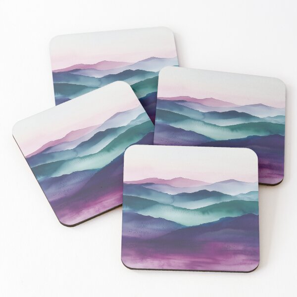 Item preview, Vibrant Watercolor Landscape of Jagged Mountains in Rich Purple and Green Tones designed and sold by solynneart.