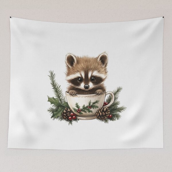 Item preview, Lindo mapache y taza designed and sold by NicolasGlowArt.