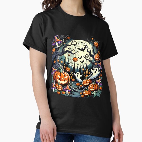 Item preview, Halloween Haunted Forest Night with Pumpkins, Bats, and Ghosts designed and sold by PomerShop.