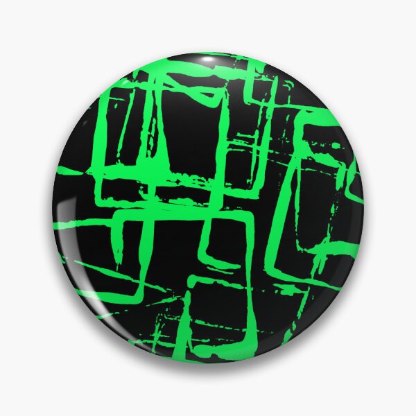 Item preview, Black and Green Square Outline Right Angle Print Making Hand Painted Pattern Texture #2 designed and sold by BadgerCastle.