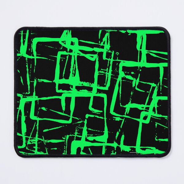 Item preview, Black and Green Square Outline Right Angle Print Making Hand Painted Pattern Texture #2 designed and sold by BadgerCastle.