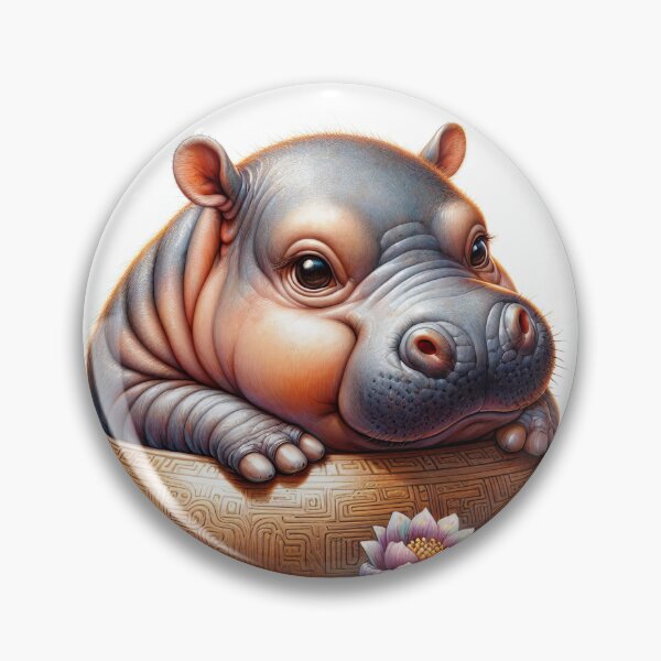 Item preview, Moodeng pygmy hippo floating  designed and sold by ChouWorkDesign.