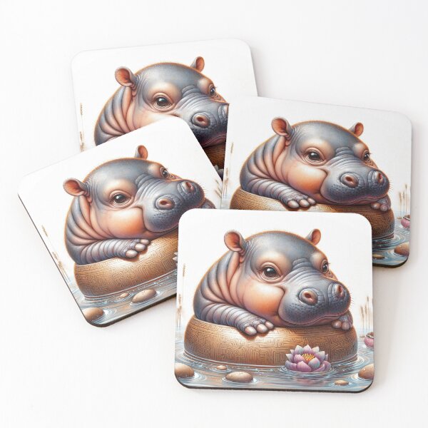 Item preview, Moodeng pygmy hippo floating  designed and sold by ChouWorkDesign.