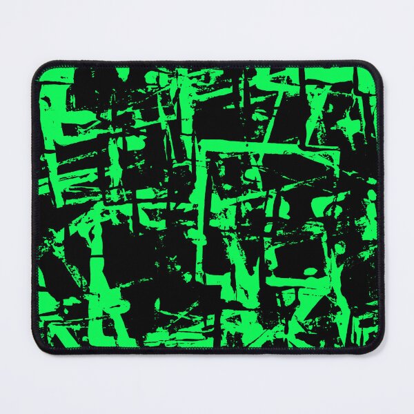 Item preview, Black and Green Square Outline Right Angle Print Making Hand Painted Pattern Texture #4 designed and sold by BadgerCastle.