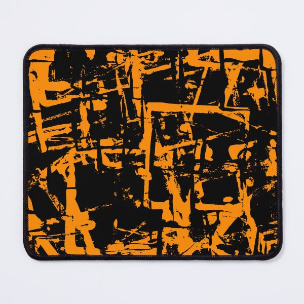 Item preview, Black and Orange Square Outline Right Angle Print Making Hand Painted Pattern Texture #1 designed and sold by BadgerCastle.