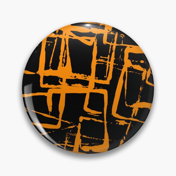Item preview, Black and Orange Square Outline Right Angle Print Making Hand Painted Pattern Texture #2 designed and sold by BadgerCastle.