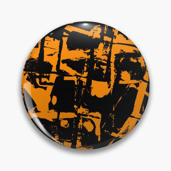 Item preview, Black and Orange Square Outline Right Angle Print Making Hand Painted Pattern Texture #3 designed and sold by BadgerCastle.