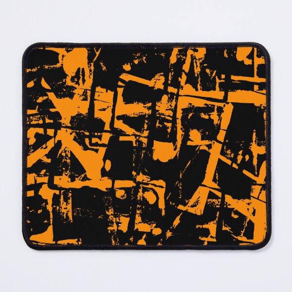 Item preview, Black and Orange Square Outline Right Angle Print Making Hand Painted Pattern Texture #3 designed and sold by BadgerCastle.