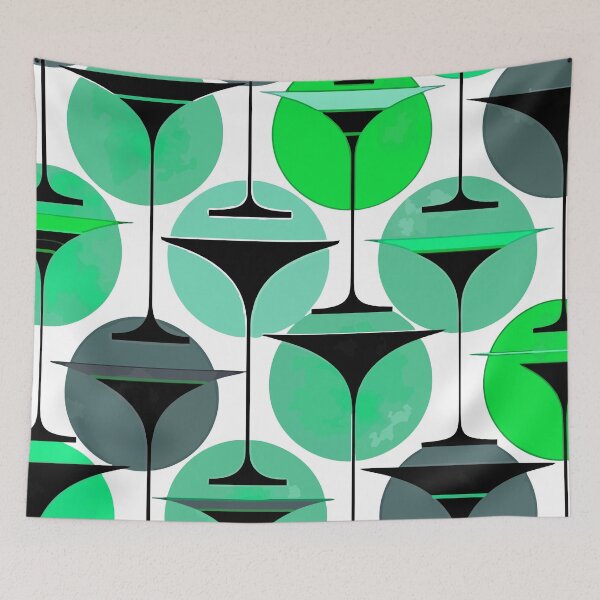 Item preview, Atomic Fifties Inspired Martinis In Grey, Blue Aqua designed and sold by taiche.