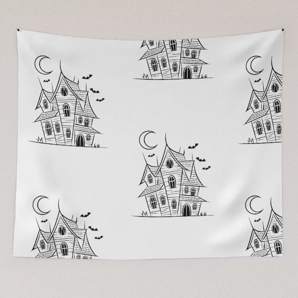 Item preview, Minimalist Haunted House with Bats – Spooky Halloween Art designed and sold by BestChooseArt.