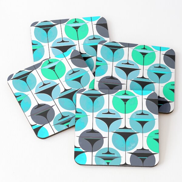 Item preview, Atomic Fifties Inspired Martinis In Grey Blue And Aqua designed and sold by taiche.
