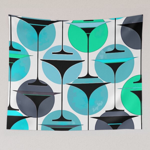 Item preview, Atomic Fifties Inspired Martinis In Grey Blue And Aqua designed and sold by taiche.