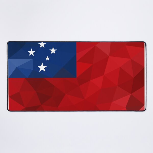 Item preview, Geometric Samoa Flag Art – Modern Red and Blue Star Design designed and sold by OrangePoly.