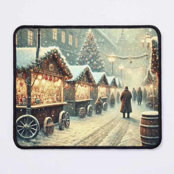 Item preview, Christmas market full of people and stalls old times designed and sold by Meandmyshop.