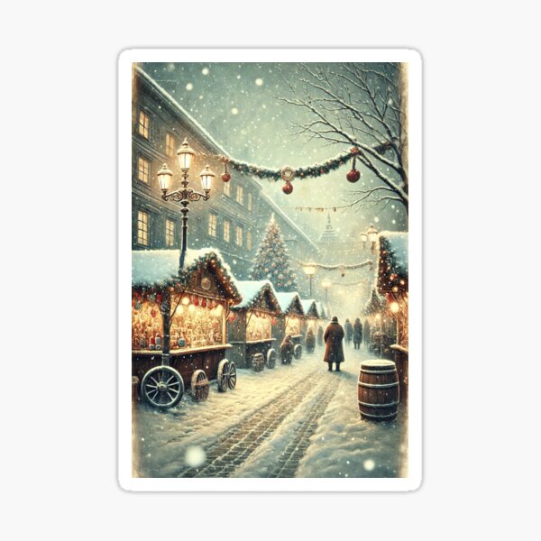 Artikel-Vorschau von Weihnachtsmarkt voller Menschen und Stände aus alten Zeiten, designt und verkauft von Meandmyshop.