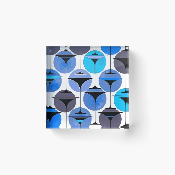 Item preview, Atomic Fifties Inspired Martinis In Grey Aqua Blue designed and sold by taiche.