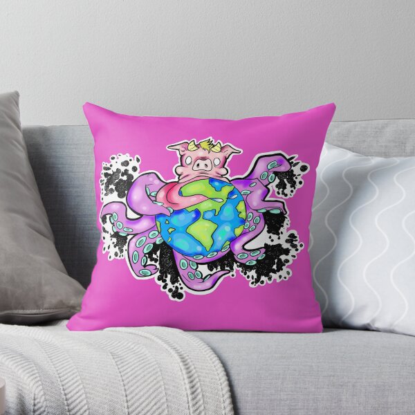 Pigcowtopus Takes Over the World Throw Pillow