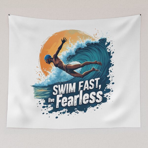 Item preview, swimmer quotes , swim fast live fearless, swimming quotes  designed and sold by venavar.