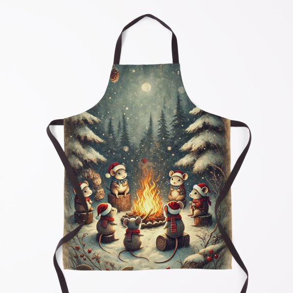 Item preview, Christmas mice in Santa hats by the campfire designed and sold by Meandmyshop.
