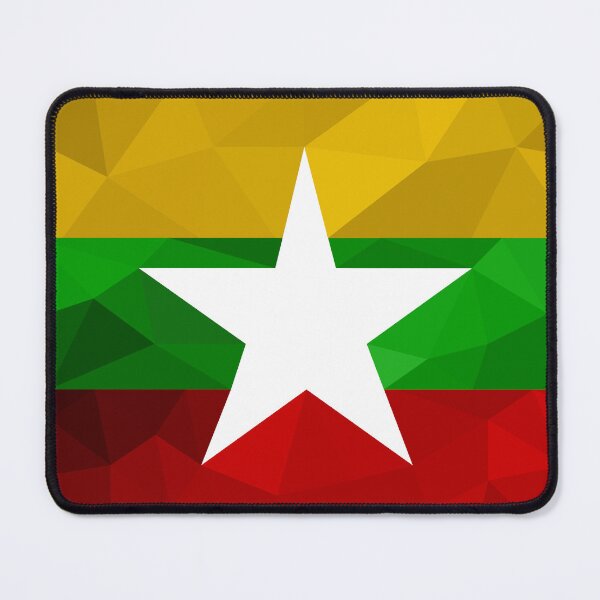 Item preview, Geometric Myanmar Flag Art – Modern Yellow, Green, and Red Star Design designed and sold by OrangePoly.