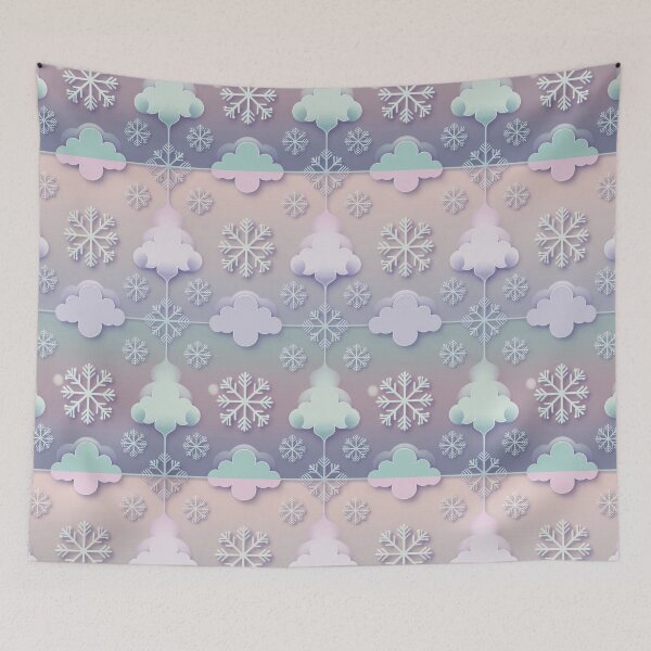 Item preview, Pastel Snowflakes and Clouds Winter Pattern designed and sold by PragmaticP.