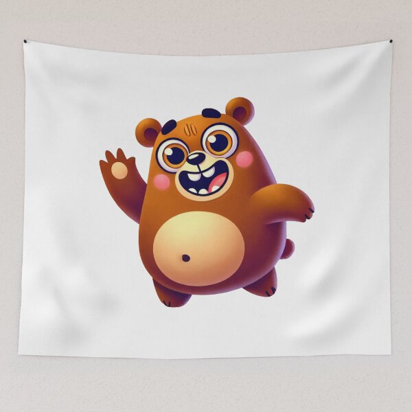 Item preview, Waving Cute Funny Brown Bears designed and sold by pinkycherry.