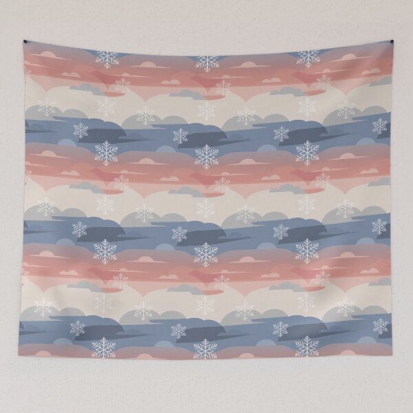 Item preview, Winter Snowflakes and Sunset Clouds Pattern designed and sold by PragmaticP.