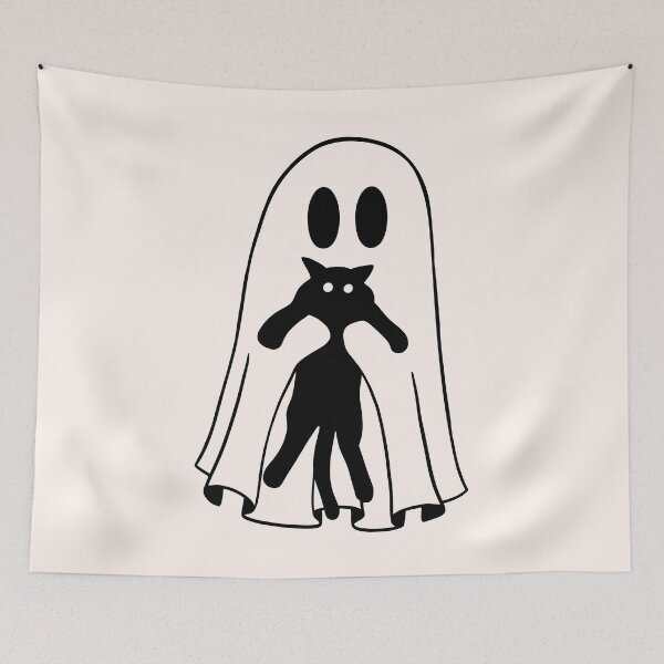 Item preview, ghost picks up black kitten designed and sold by Neadoodles.