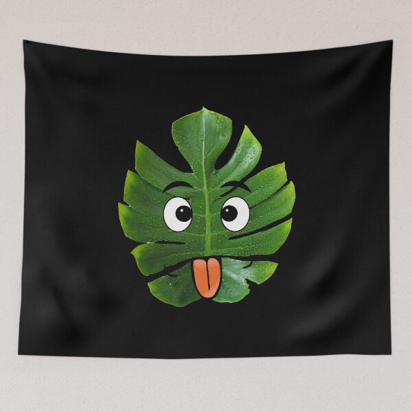 Item preview, Leaf of Monstera with eyes and tongue by artist Katarzyna Zachtej,  pracovniakejzi designed and sold by pracovniakejzi.
