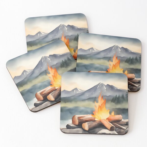 Item preview, Campfire on Rocks by Mountain Forest Lake designed and sold by CalmnessbyChoice.