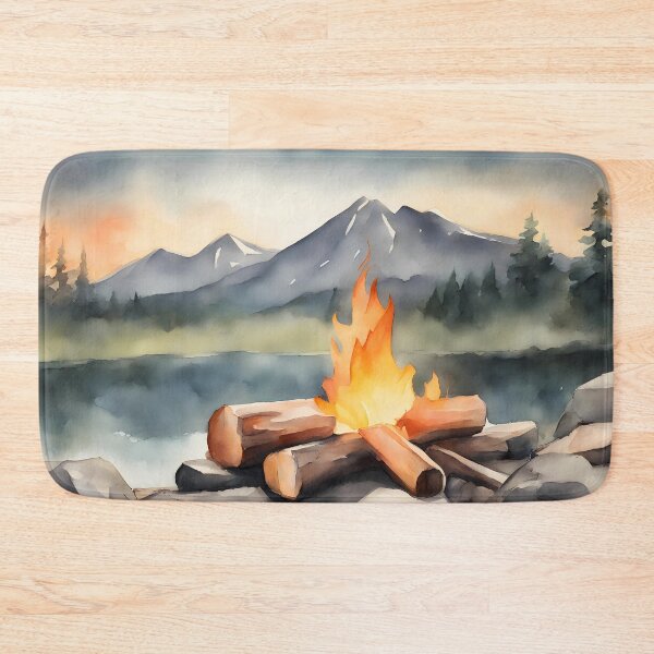Item preview, Campfire on Rocks by Mountain Forest Lake designed and sold by CalmnessbyChoice.