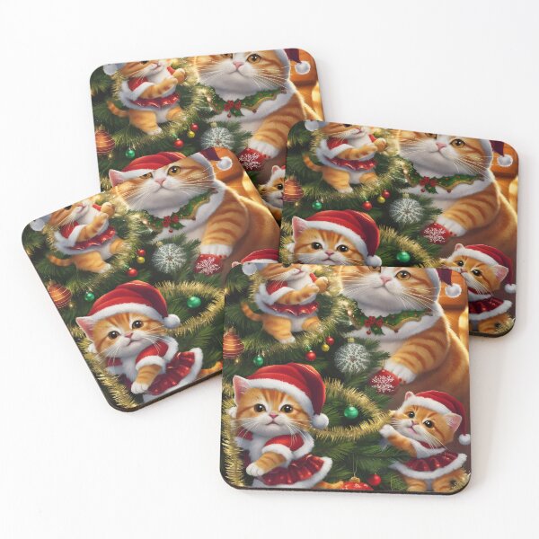Item preview, Christmas cats on the Christmas tree. designed and sold by MyHappyArtShop.