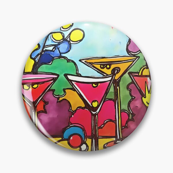 Item preview, Martini Glasses And Summer Flowers Black Outline Art designed and sold by taiche.