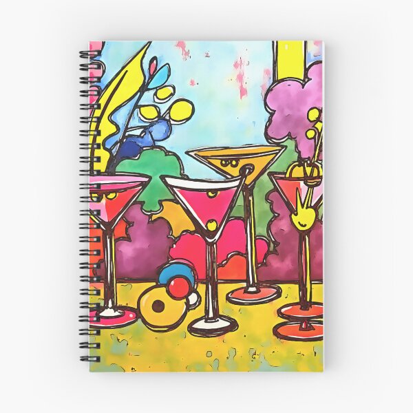 Item preview, Martini Glasses And Summer Flowers Black Outline Art designed and sold by taiche.