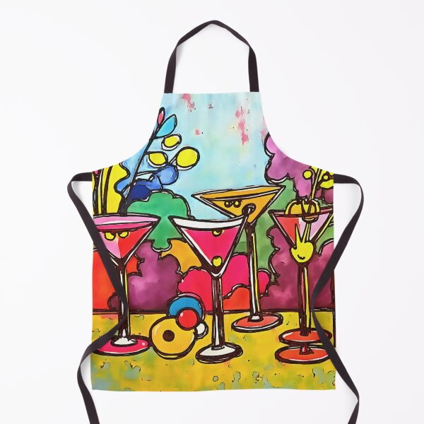 Item preview, Martini Glasses And Summer Flowers Black Outline Art designed and sold by taiche.