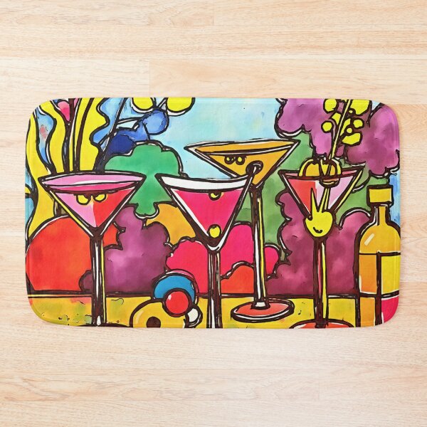 Item preview, Martini Glasses And Summer Flowers Black Outline Art designed and sold by taiche.