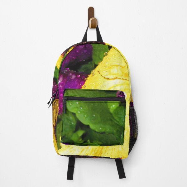 Item preview, Vibrant yellow and purple pansies are adorned with raindrops designed and sold by InezPhotography.