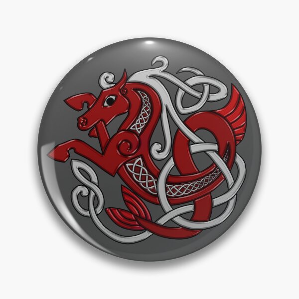 Item preview, Celtic Seahorse Hippocampus in Red and Silver designed and sold by DappledMoon.